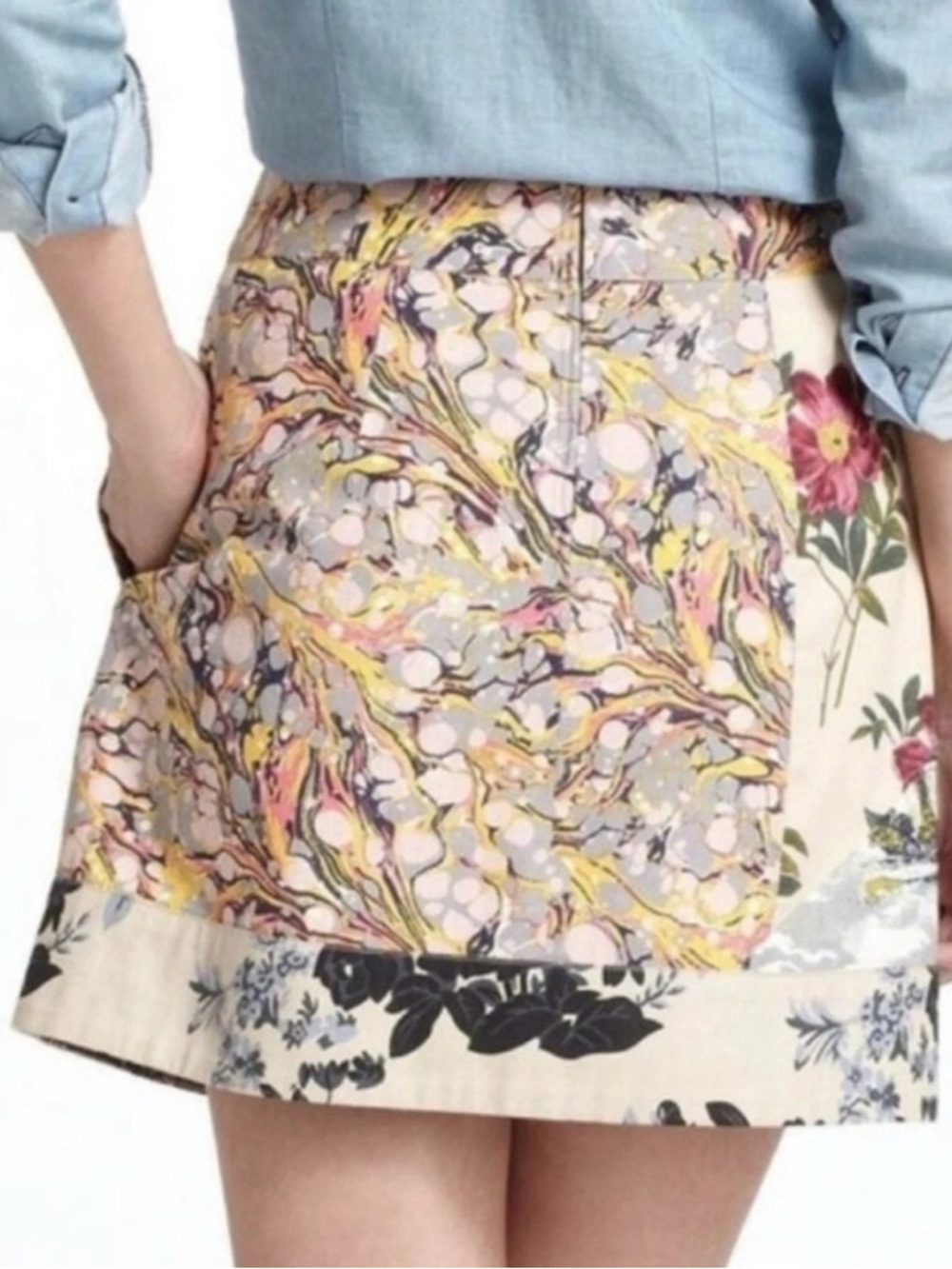 Anthropologie Leifnotes Mini Skirt Womens Size 12 Fortress Floral Pleated Short - Picture 4 of 11